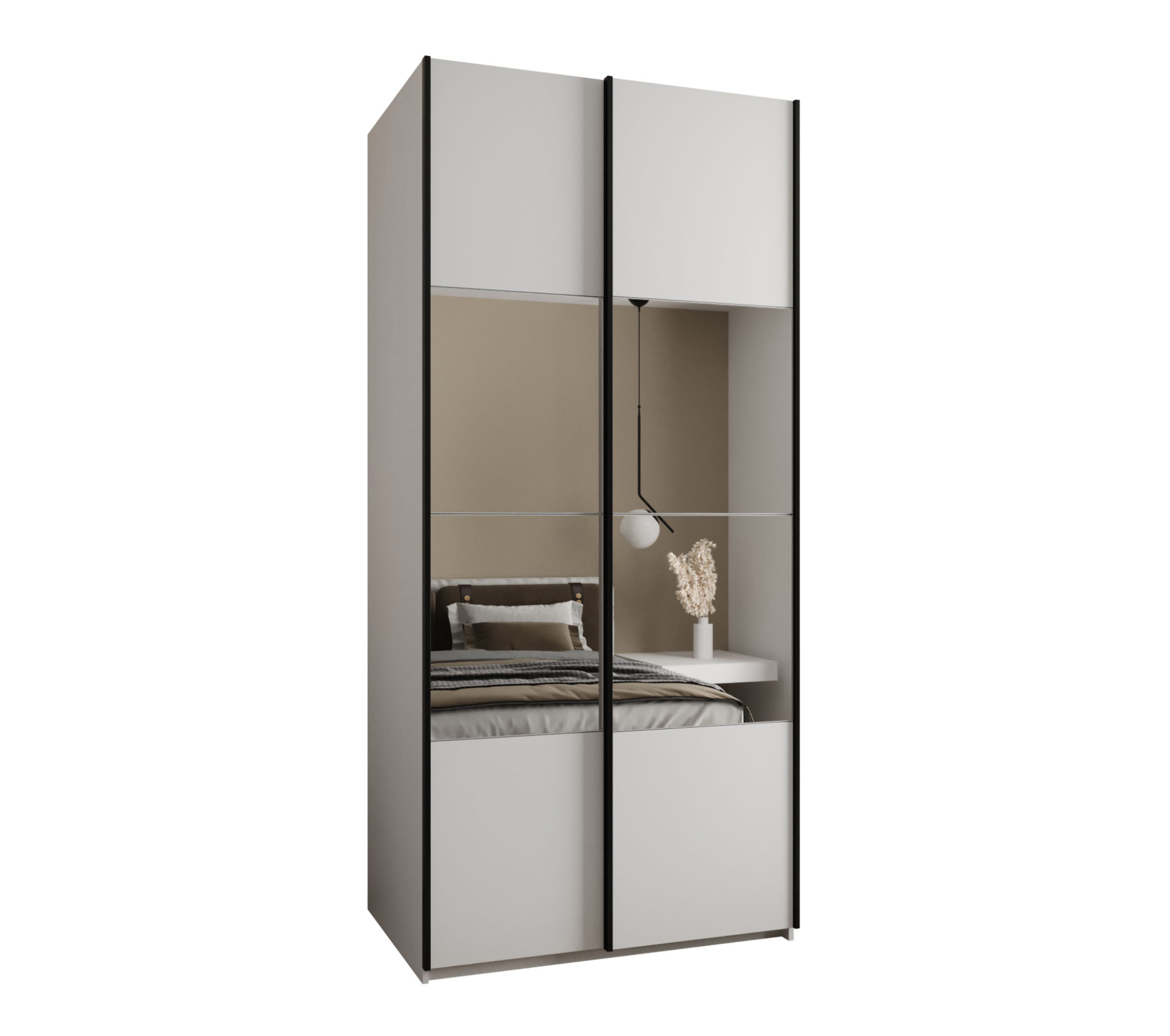 Szafa przesuwna wysoka Lux 4 100 x 64 x 245,5 cm biały + biały + u. czarny - Abiks Meble