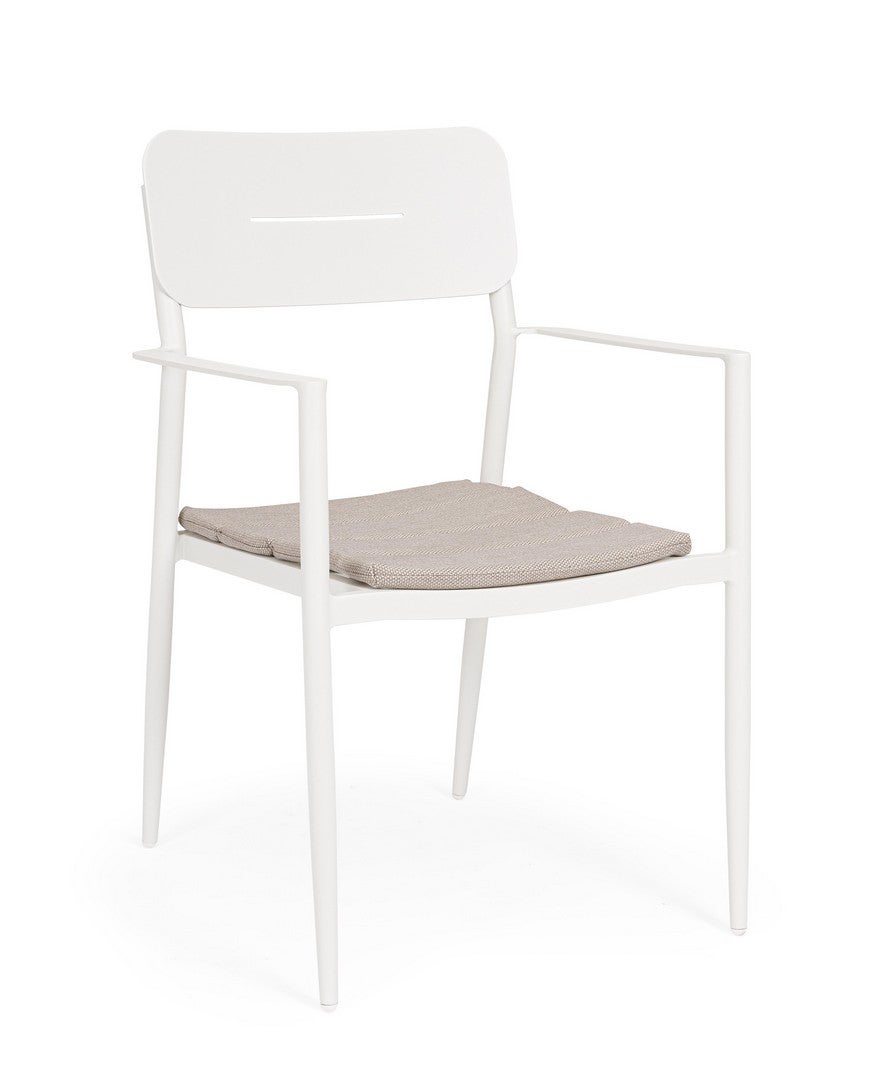 Zestaw 4 szt.: Krzesło "NICOSIA", aluminium, biały, z podłokietnikami