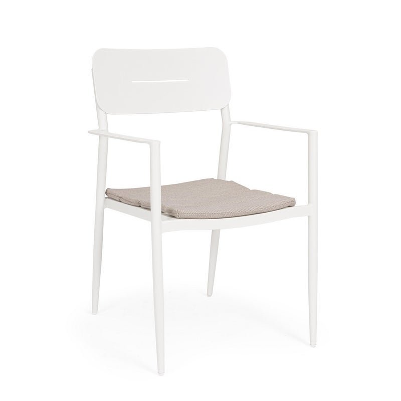 Zestaw 4 szt.: Krzesło "NICOSIA", aluminium, biały, z podłokietnikami