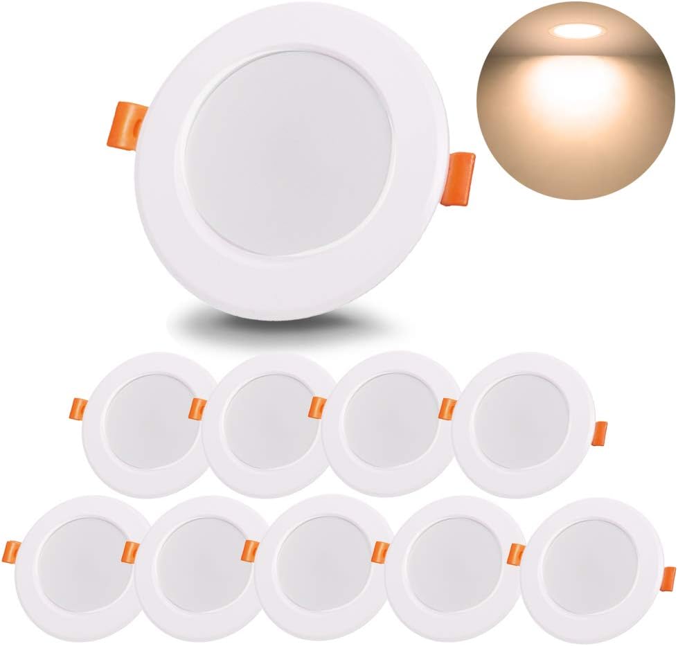 Wpuszczany reflektor LED 9W, wodoodporny, wpuszczany w sufit, ciepła, biała żarówka halogenowa 3000K, idealna do łazienki, kuchni, salonu, korytarza