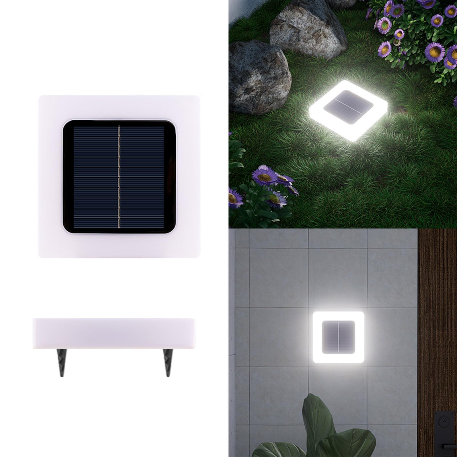 2 Lampy solarne do alejek – Wodoodporne oświetlenie zewnętrzne – Lampki schodowe lub do wbudowania – Oświetlenie krajobrazu do ogrodu – Białe światło