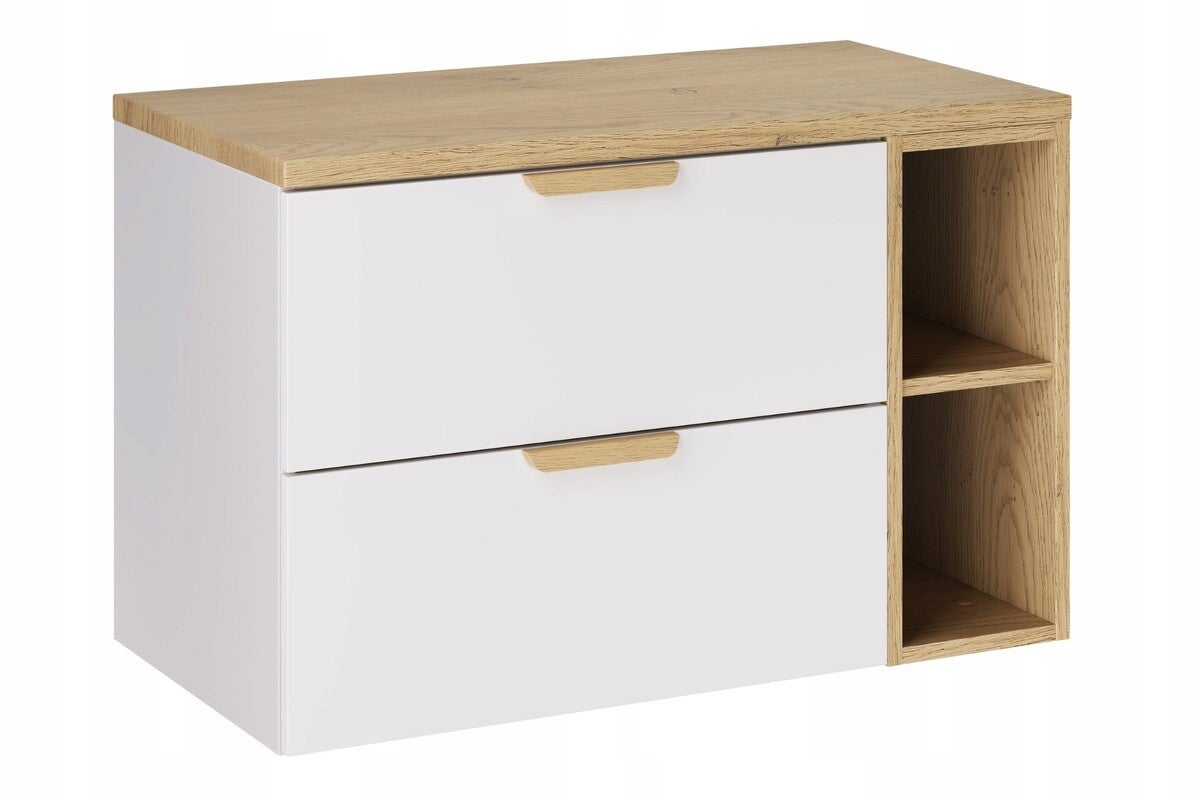 Szafka łazienkowa ASTER WHITE 80 cm biały mat z blatem i regałem