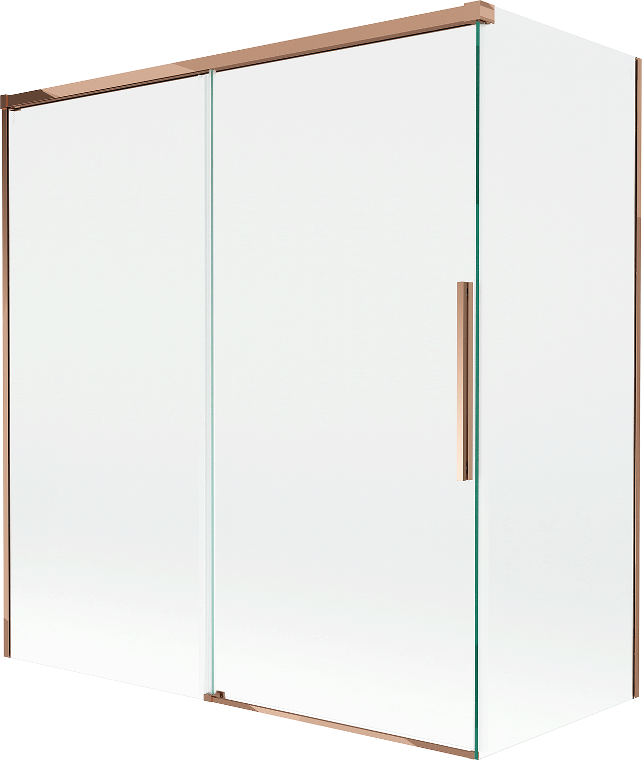 Mexen Rox parawan nawannowy 2-skrzydłowy rozsuwany 150 + 70 x 150 cm, transparent, różowe złoto - 8C9-150-070-60-00