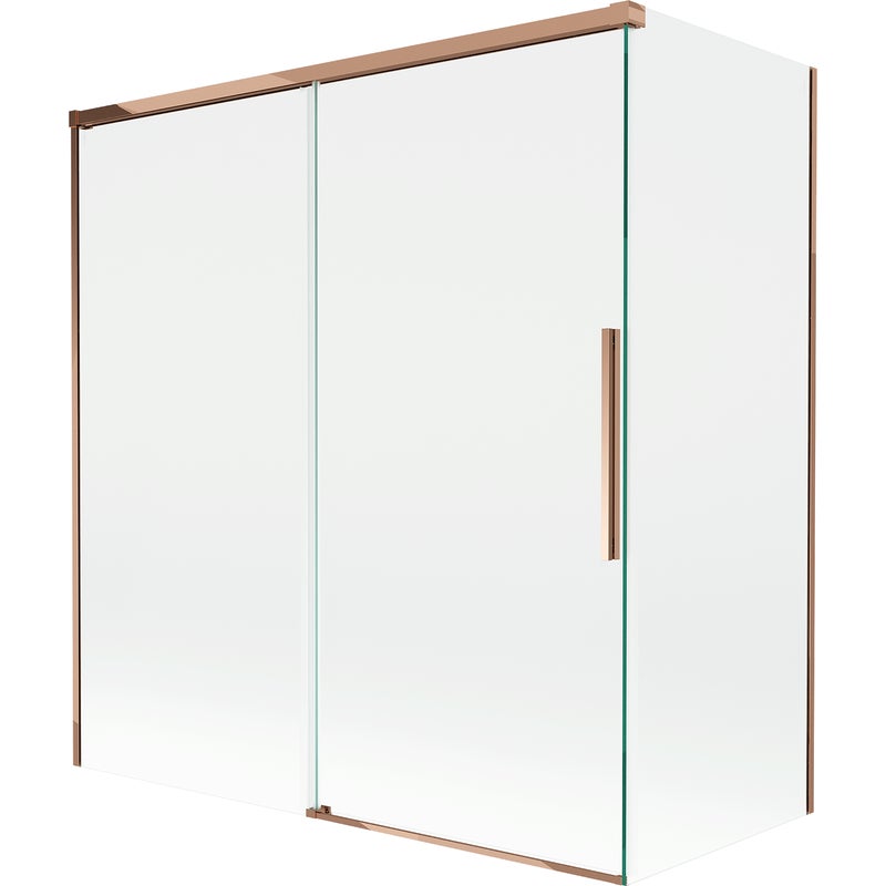 Mexen Rox parawan nawannowy 2-skrzydłowy rozsuwany 150 + 70 x 150 cm, transparent, różowe złoto - 8C9-150-070-60-00