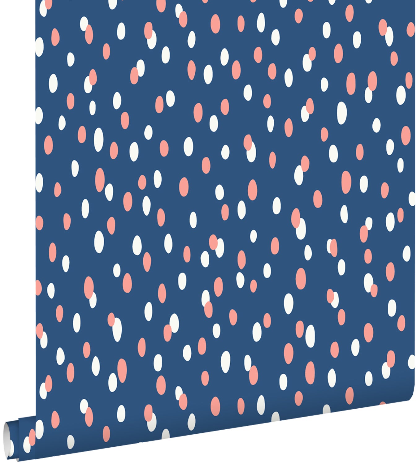 Tapeta kropki niebieski i różowy - 50 x 900 cm - ESTAHOME