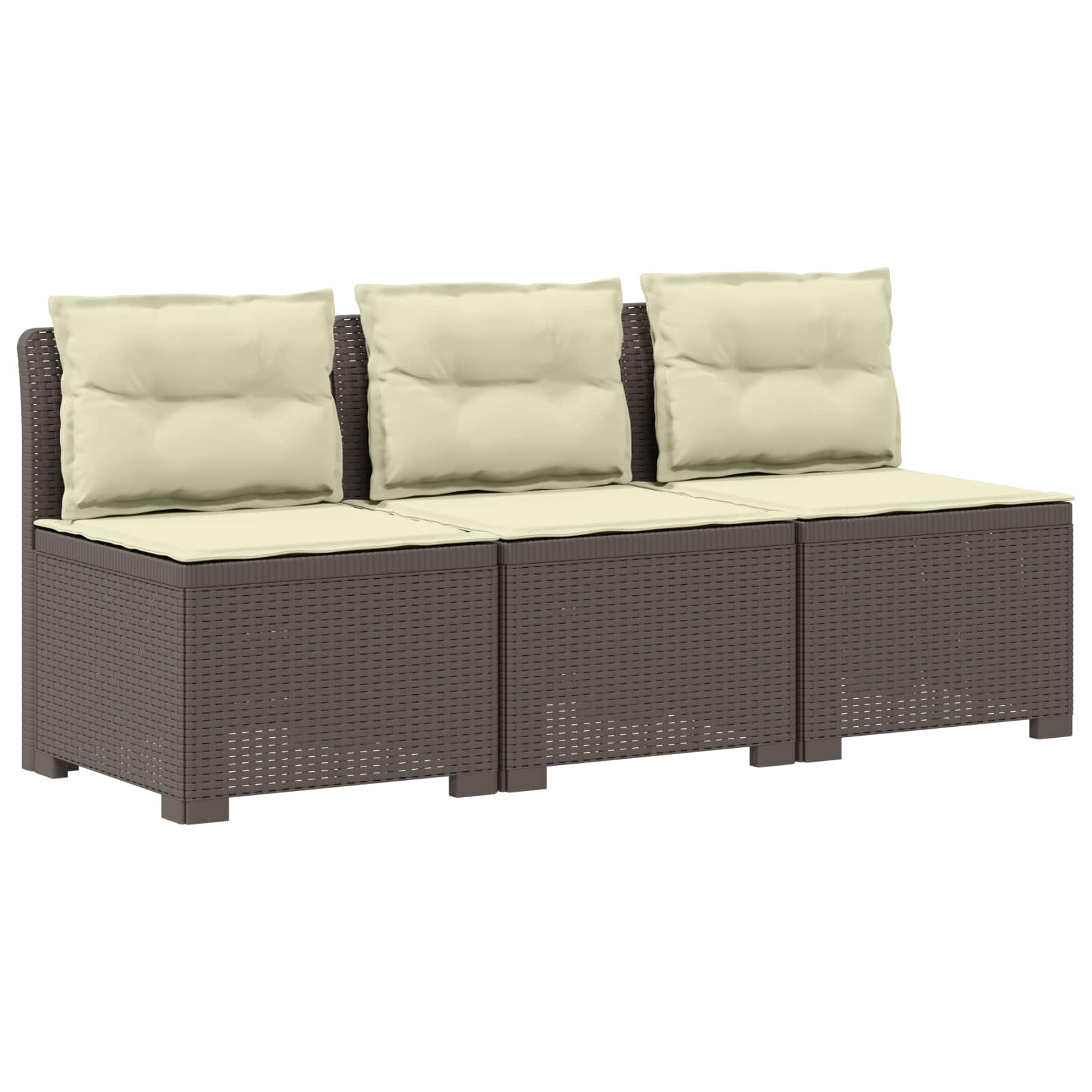Sofa Ogrodowa Modułowa 3-Osobowa Plastikowa Szara z Poduszkami na Taras