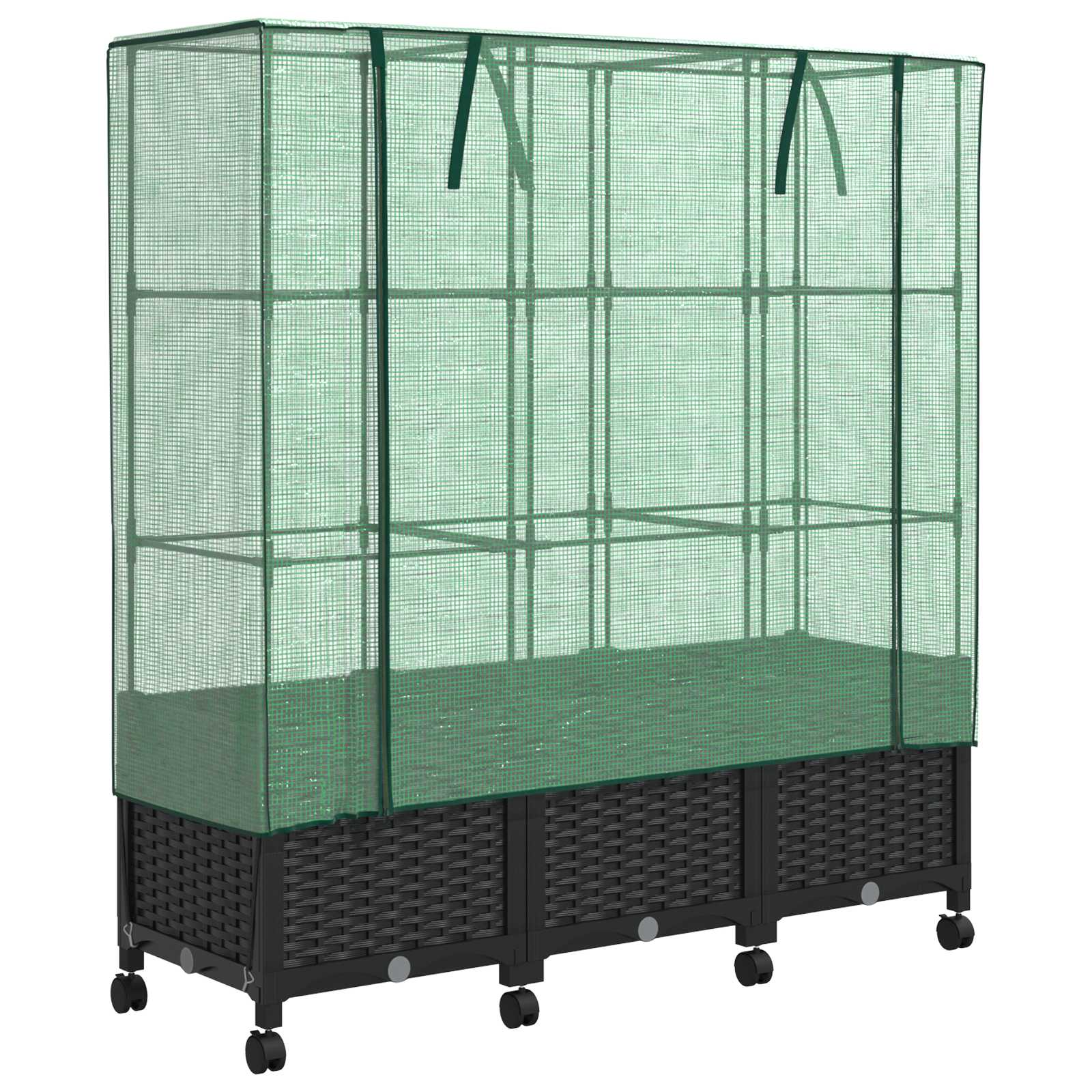 3x Donica Ogrodowa z Polipropylenu 120x40x144 cm Czarna na Taras
