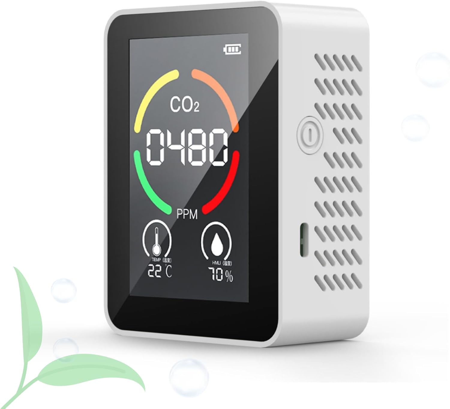 Biały, detektor CO2 (3 w 1), monitor jakości powietrza, miniaturowy przenośny miernik CO2, cyfrowy analizator temperatury i wilgotności do domu, biura