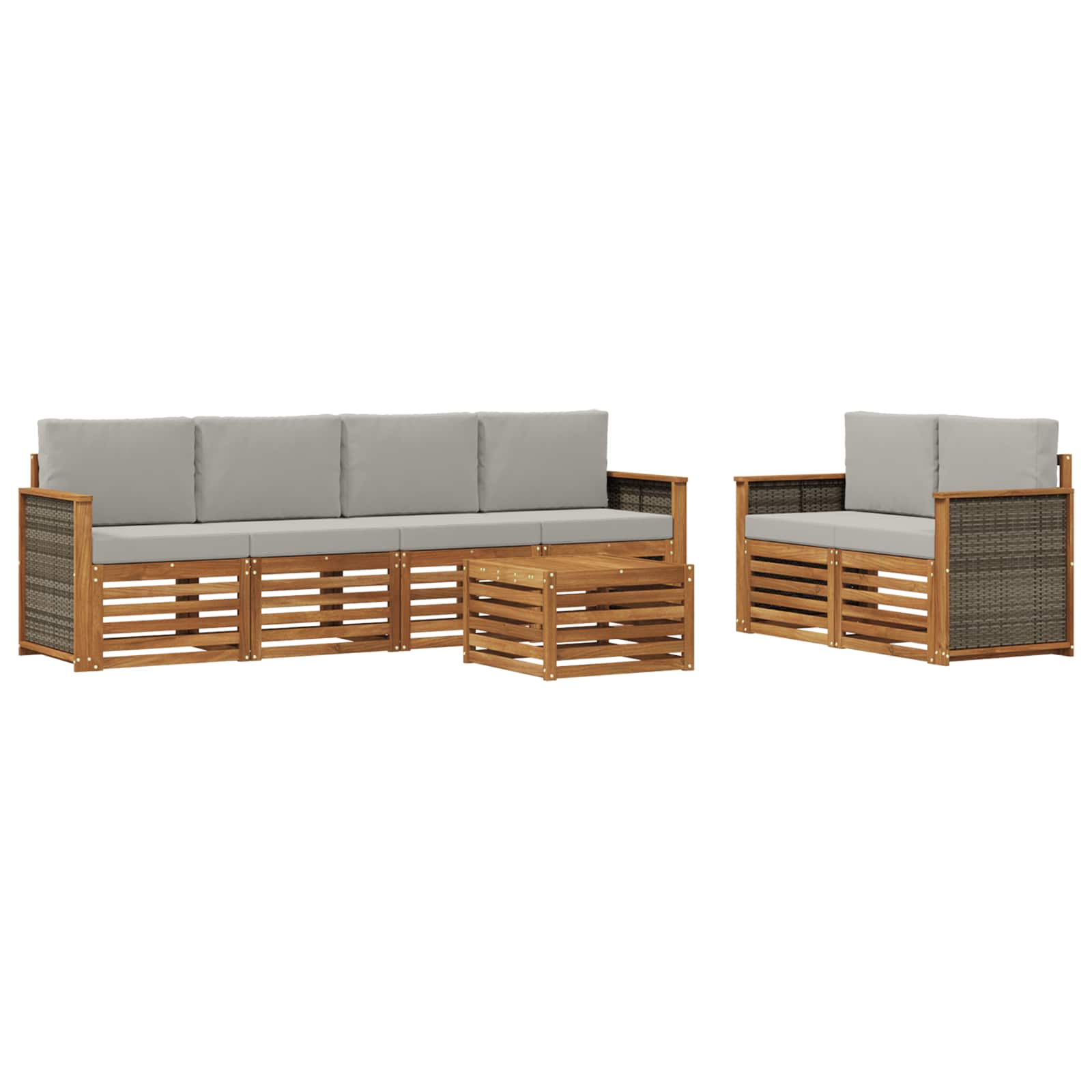 Zestaw sof na zewnątrz z poduszką 7 pcs Naturalny i jasnoszary