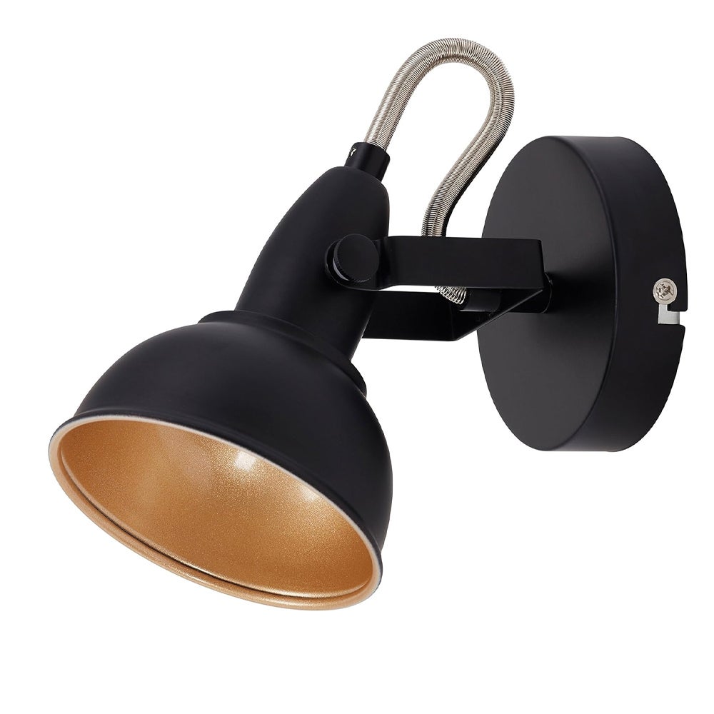 Lampa sufitowa lub ścienna 2 w 1 - Oświetlenie w stylu vintage - Matowy metal w kolorze czarnym i złotym