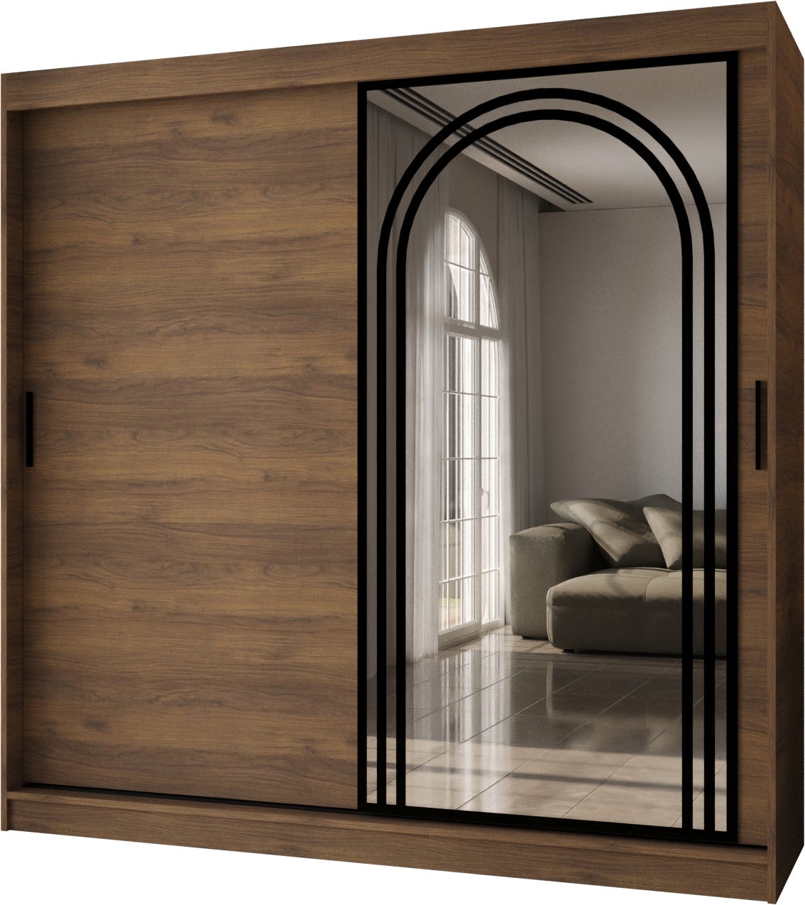 Szafa przesuwna z lustrem VIGO 200 x 62 x 200 orzech + u. czarny