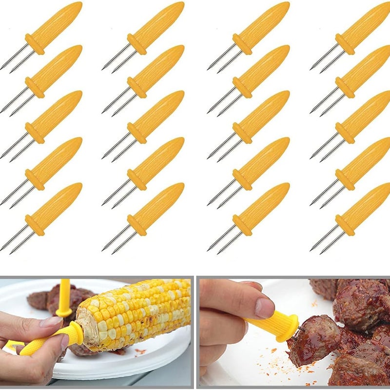 Szaszłyki kukurydziane kolby kukurydzy BBQ Szaszłyki kukurydziane Kolby kukurydzy ze stali nierdzewnej Wielofunkcyjne żółte do grillowania mięsa