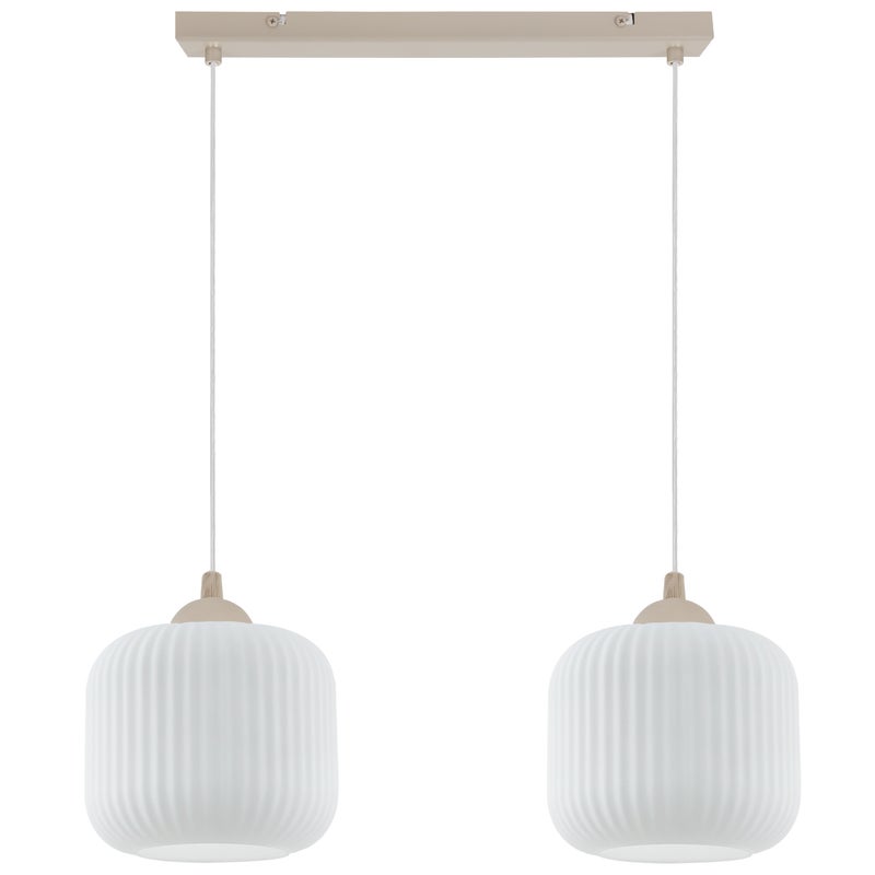 Lampa sufitowa wisząca Light Home LH Riffle 2xE27 kaszmir klosz biały 15cm walec
