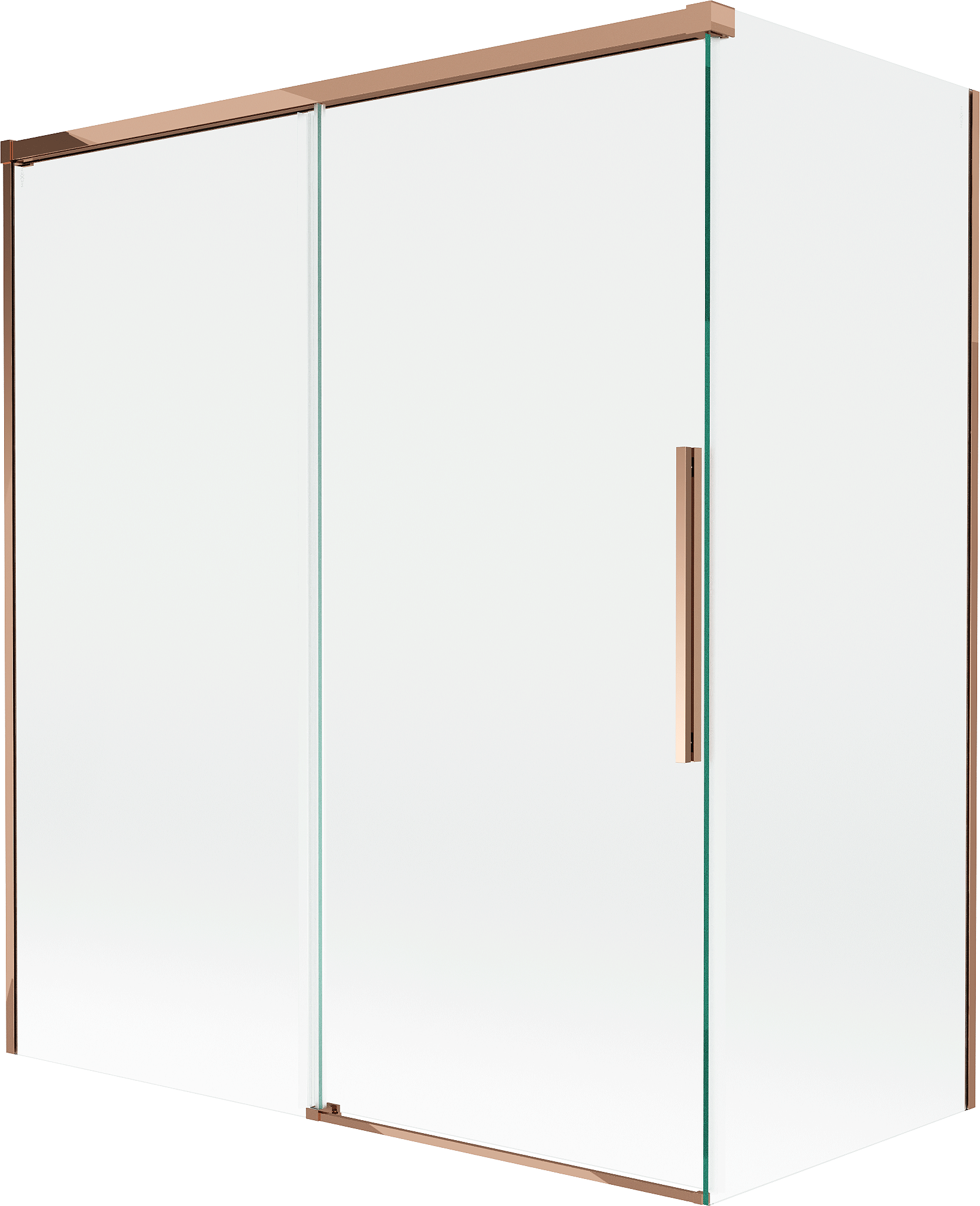 Mexen Rox parawan nawannowy 2-skrzydłowy rozsuwany 140 + 70 x 150 cm, transparent, różowe złoto - 8C9-140-070-60-00