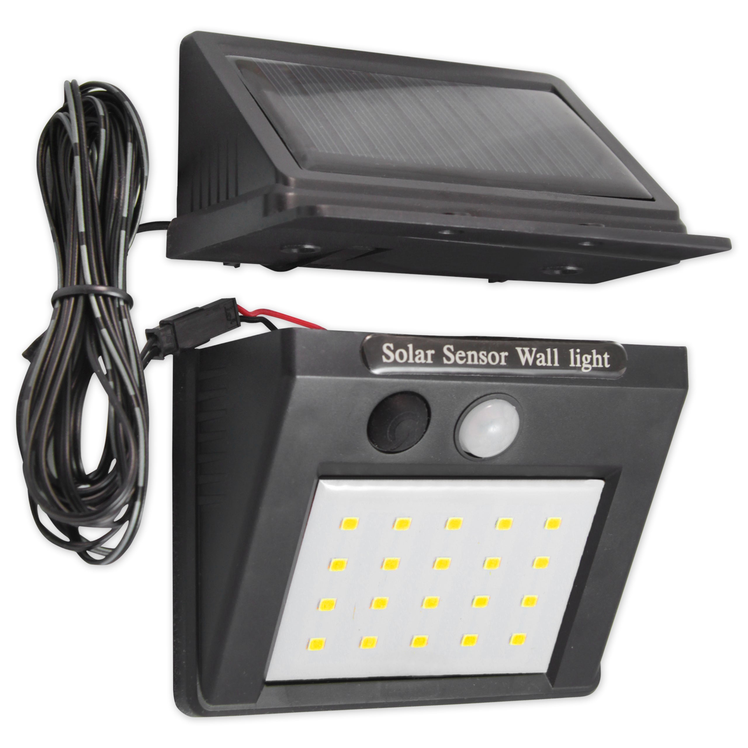 Lampa LED solarna ścienna 30xLED 6500K IP44 czujnik ruchu kabel 2.5m czarna MasterLED