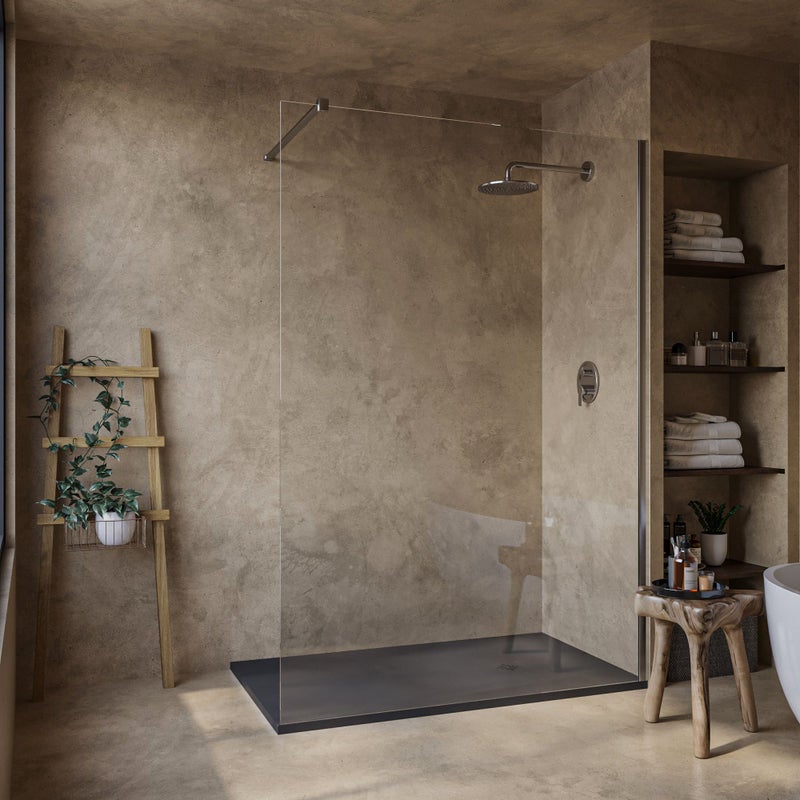 SOULHOME Lekki Brodzik z Żywicy tekstura Łupka antracytowy – 110X70- cm Ultra-płaski Zawiera Syfon i Kratkę Same