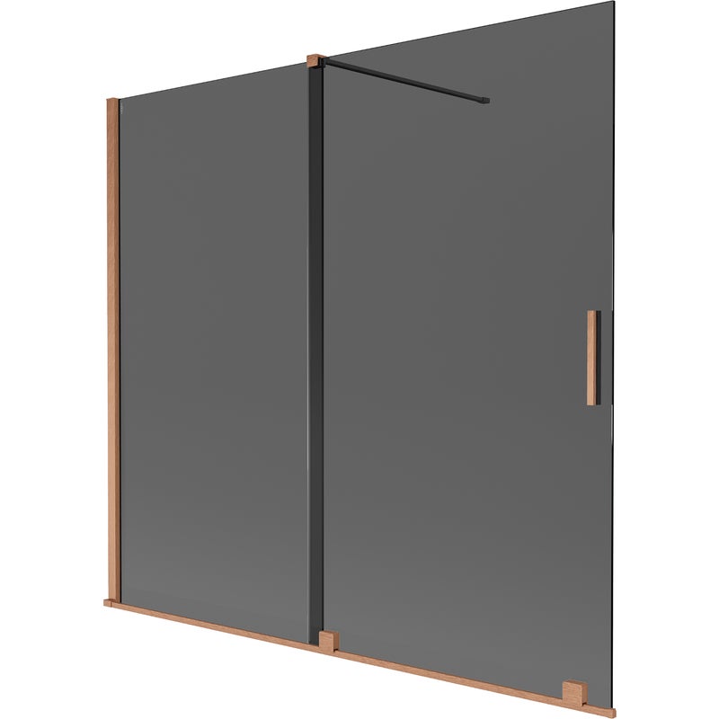 Mexen Velar parawan nawannowy 2-skrzydłowy rozsuwany 170 x 150 cm, grafit, miedź szczotkowana - 896-170-000-41-65