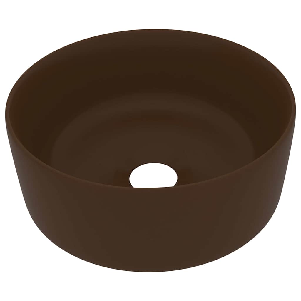 Umywalka Nablatowa Ceramiczna Okrągła Brązowa do Łazienki 40 cm