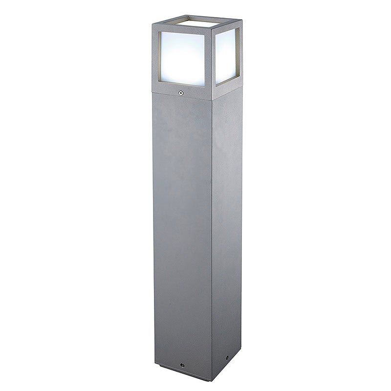 Lampa podłogowa Oliver Bollard, szara, LED 15 W, IP65, 3000 K, 65 cm - Rossini Group, designerskie oświetlenie ogrodowe z odlewu aluminiowego