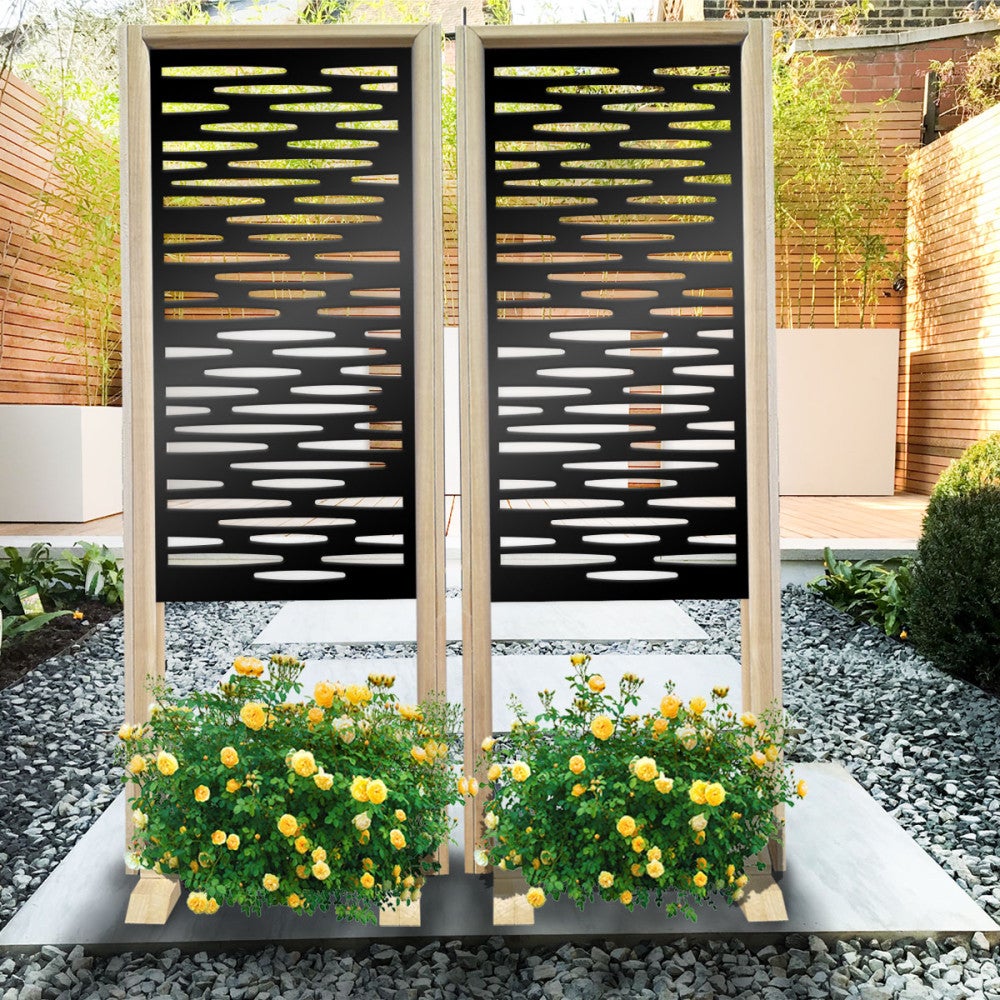 PUDDLE - Wolnostojący modułowy ekran - 70x190 cm - Wykonany z drewna i PVC, kolor wnętrza czarny