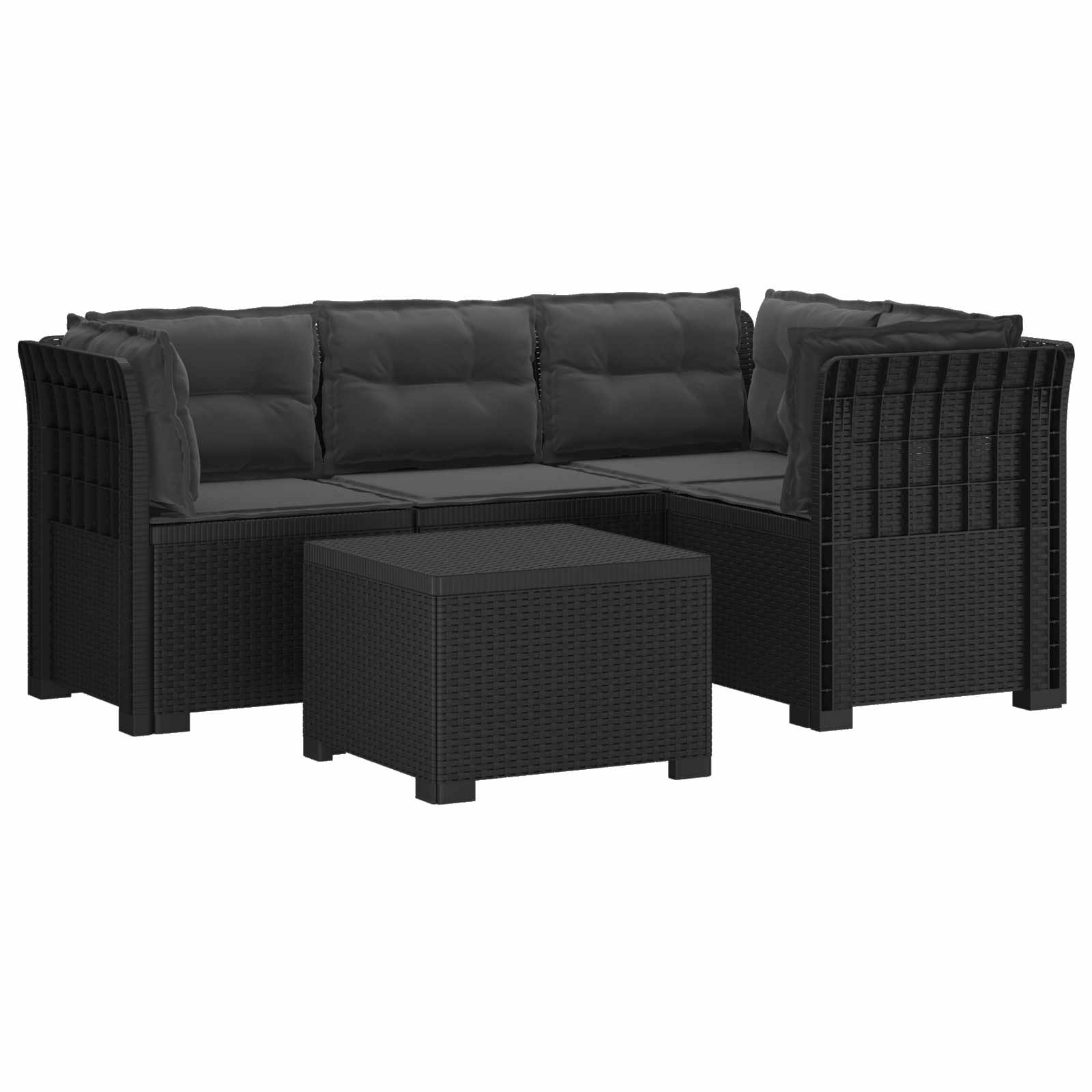 Sofa ogrodowa dla 4 osób z poduszkami w stylu rattanowym PP vidaXL
