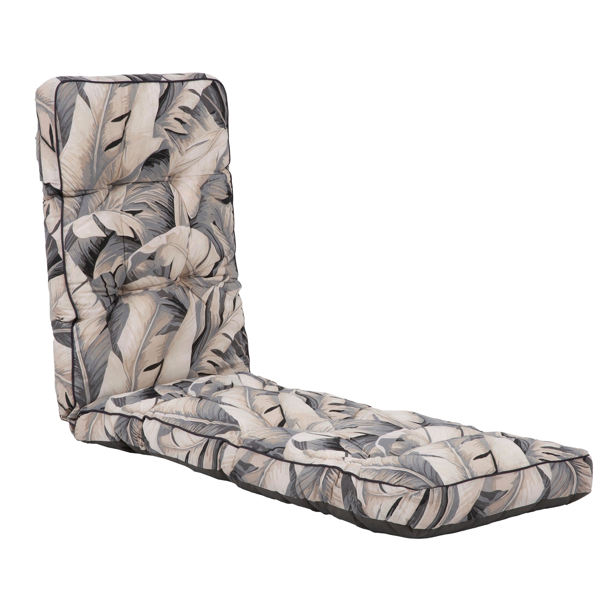 Poduszka na leżak 180 cm Modena Flocke / Lena Lounger szary/beżowy liście PATIO