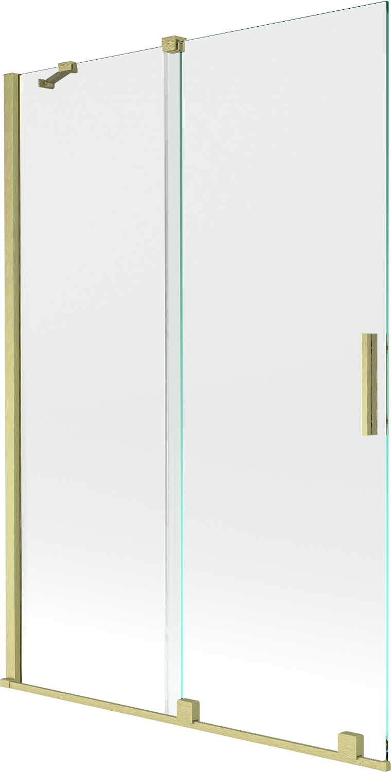 Mexen Velar parawan nawannowy 2-skrzydłowy rozsuwany 120 x 150 cm, transparent, złoty szczotkowany - 896-120-000-01-55