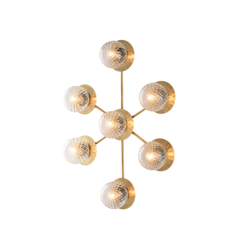 Plafoniera in ferro bronzato spazzolato 7 luci H.17 - L.85 x 62