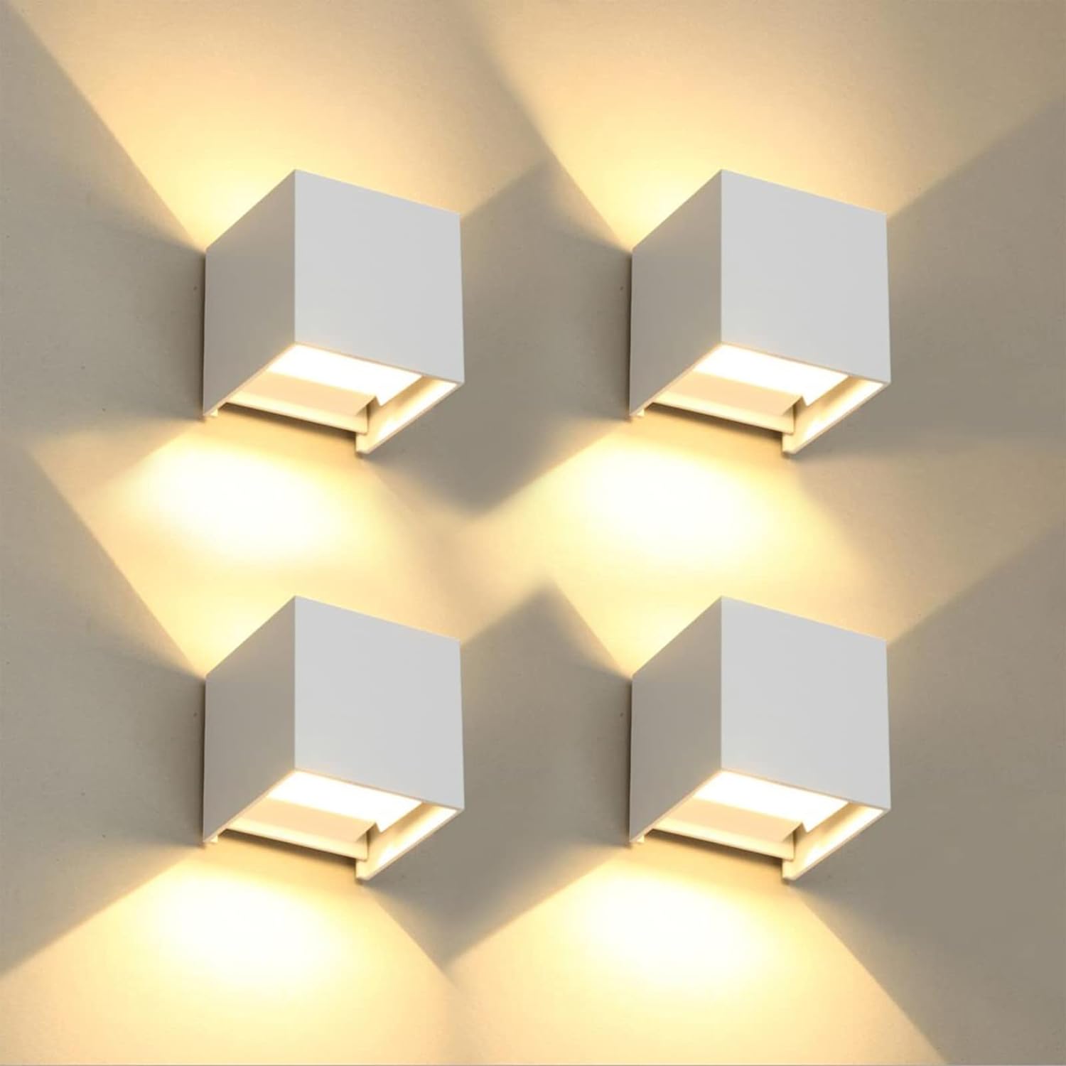 4 sztuki Nowoczesna lampa ścienna LED 6W Wewnętrzna kwadratowa lampa ścienna do sypialni w salonie Ciepłe światło