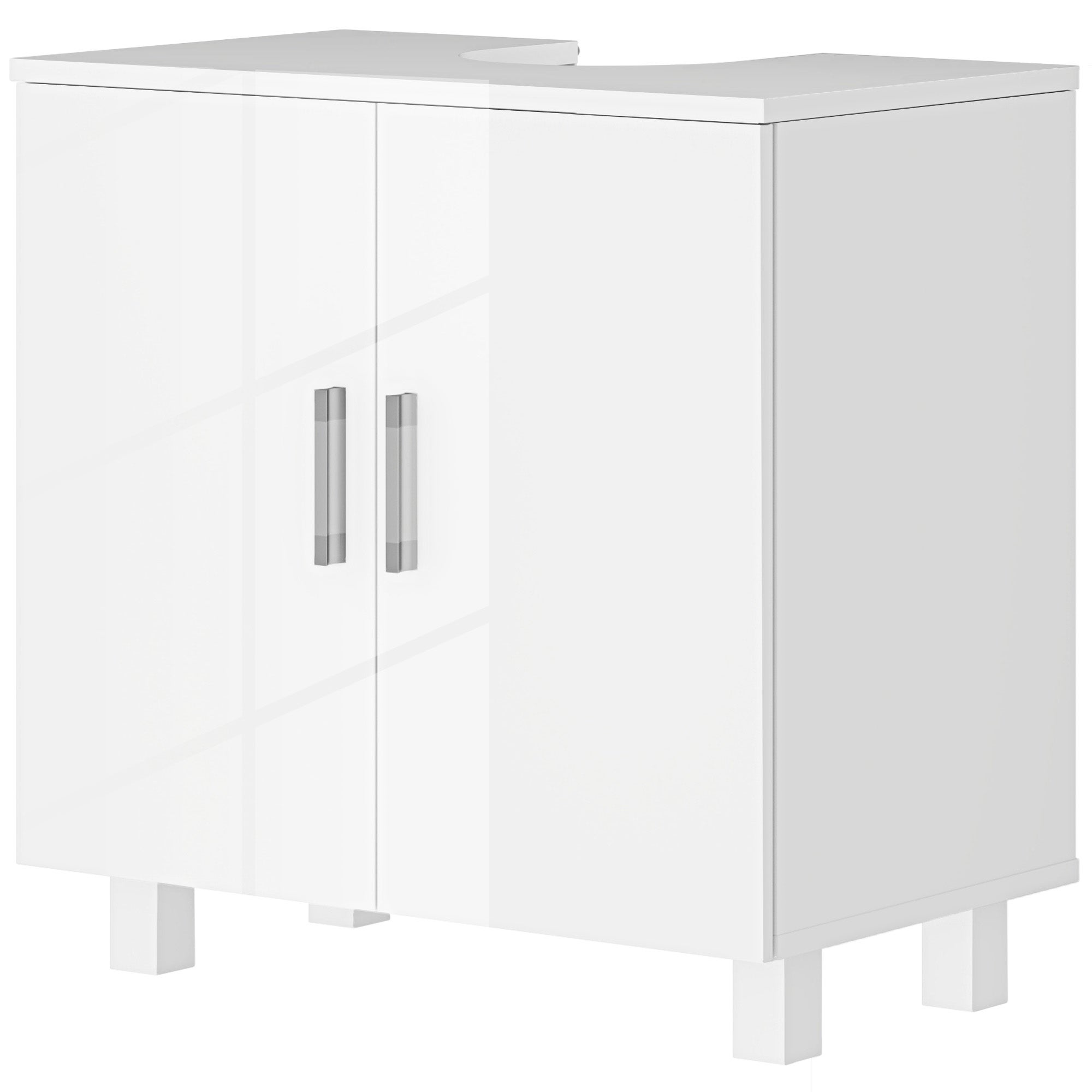 Szafka pod umywalkę z 2 drzwiami, 2 półkami i systemem zabezpieczającym przed przewróceniem do łazienki, 60 x 35 x 60 cm, biała