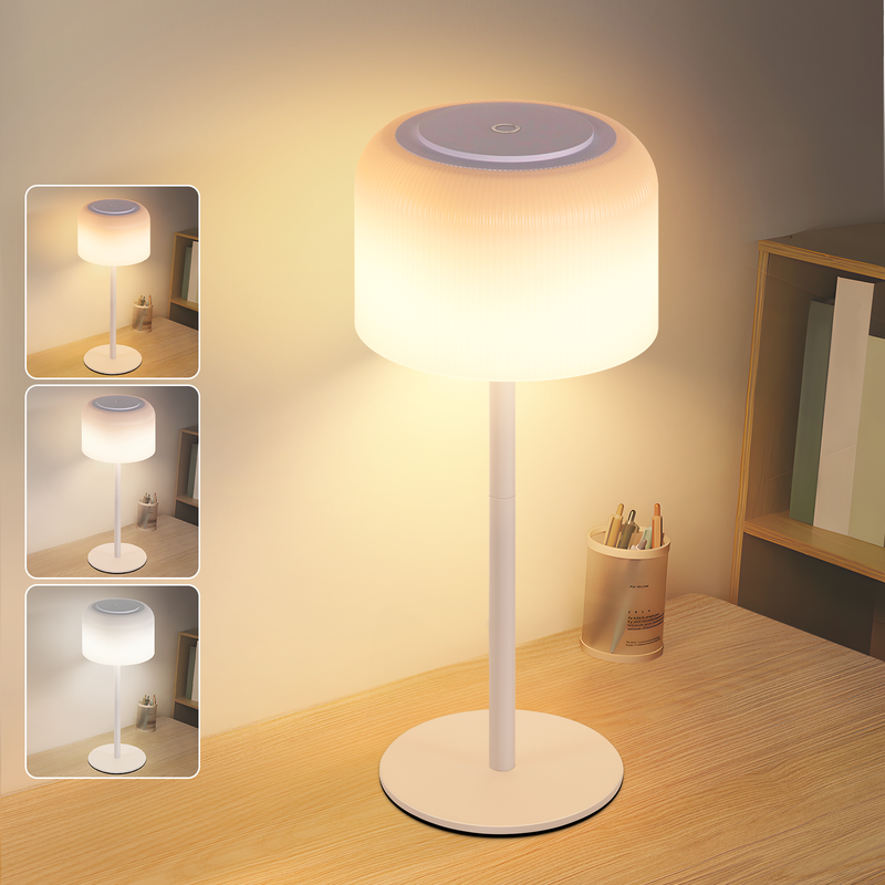 NETTLIFE Bezprzewodowa lampa stołowa LED, zasilana bateryjnie, ściemnialna w zakresie 3000–6500 K, ładowana przez USB-C, regulowana wysokość