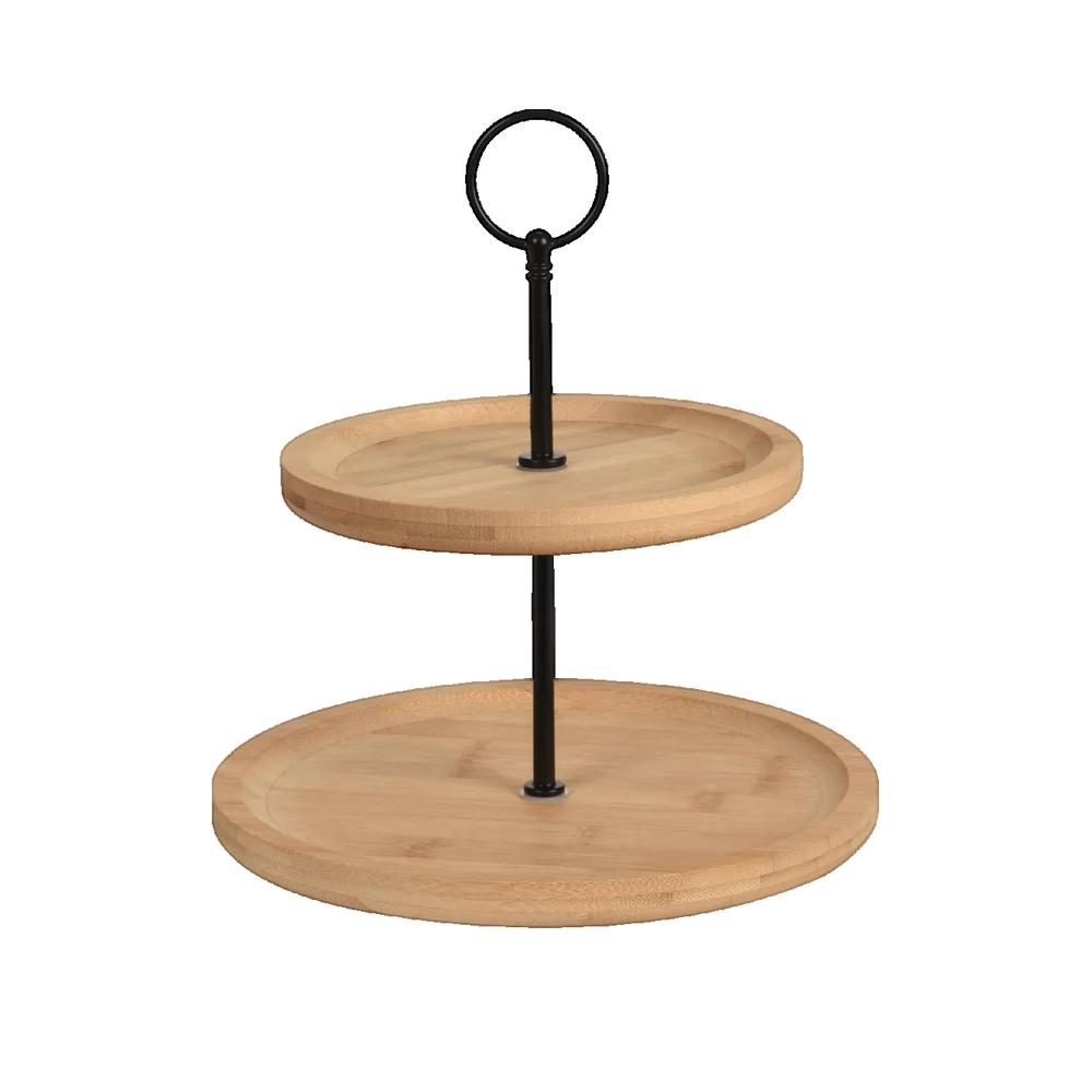 Taca na 2 poziomy Excellent Houseware bambus i czarny metal