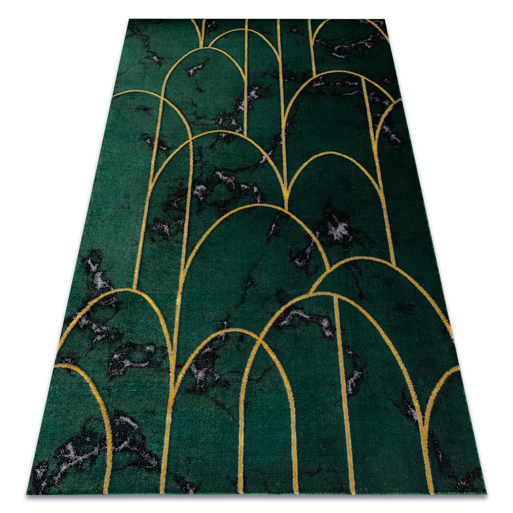 Dywan EMERALD ekskluzywny 1016 glamour, stylowy art deco, marmur butelkowa zieleń / złoty 200x290 cm