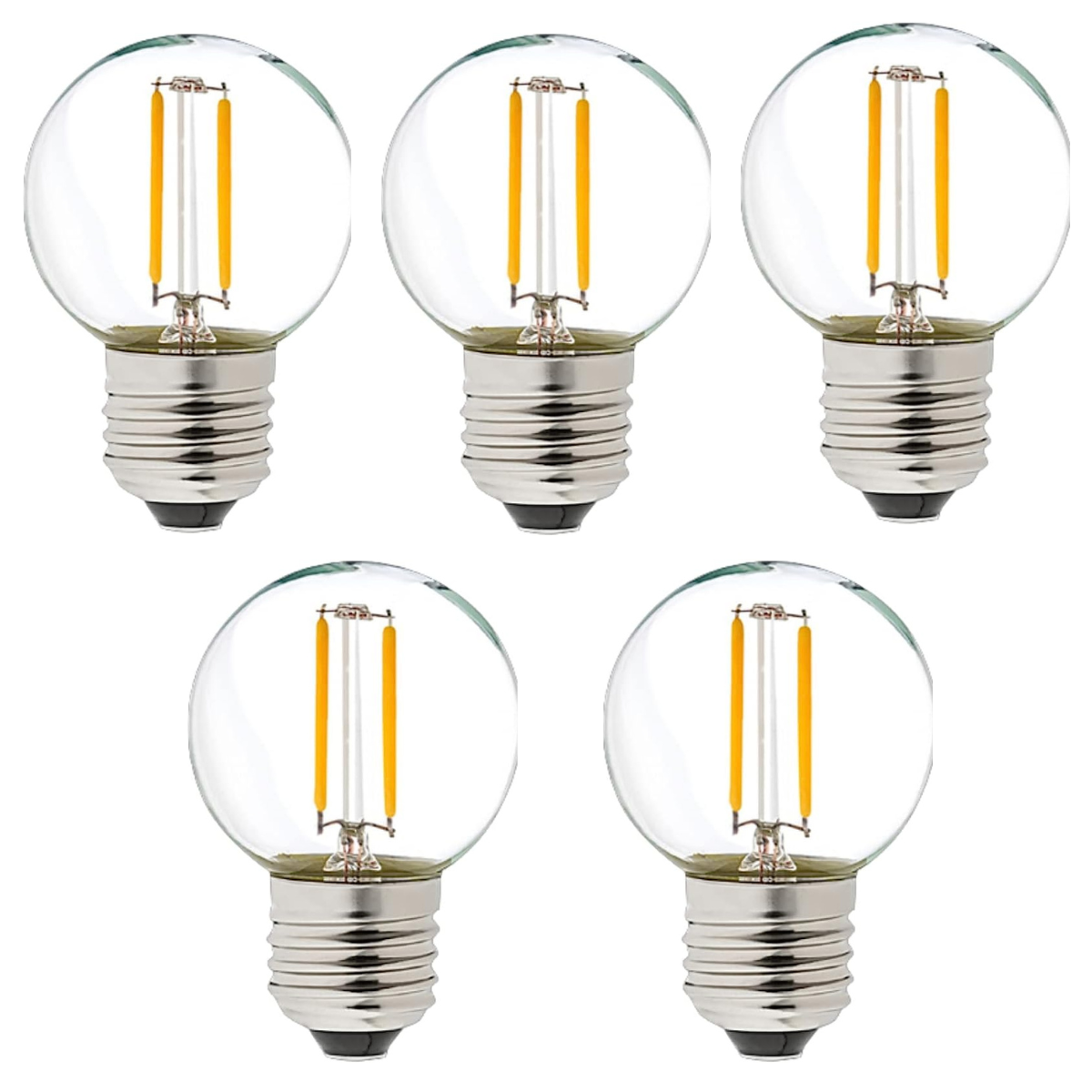 Opakowanie x5 Żarówka z żarnikiem Led G45 Ciepła biel 2700k 1W E27 Odporna na plastik