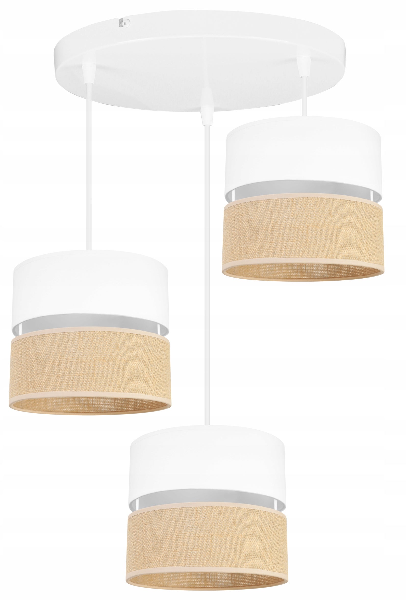 Lampa sufitowa wisząca okrągła Light Home LH Juta 3x E27 60W abażur 20cm tkanina biały