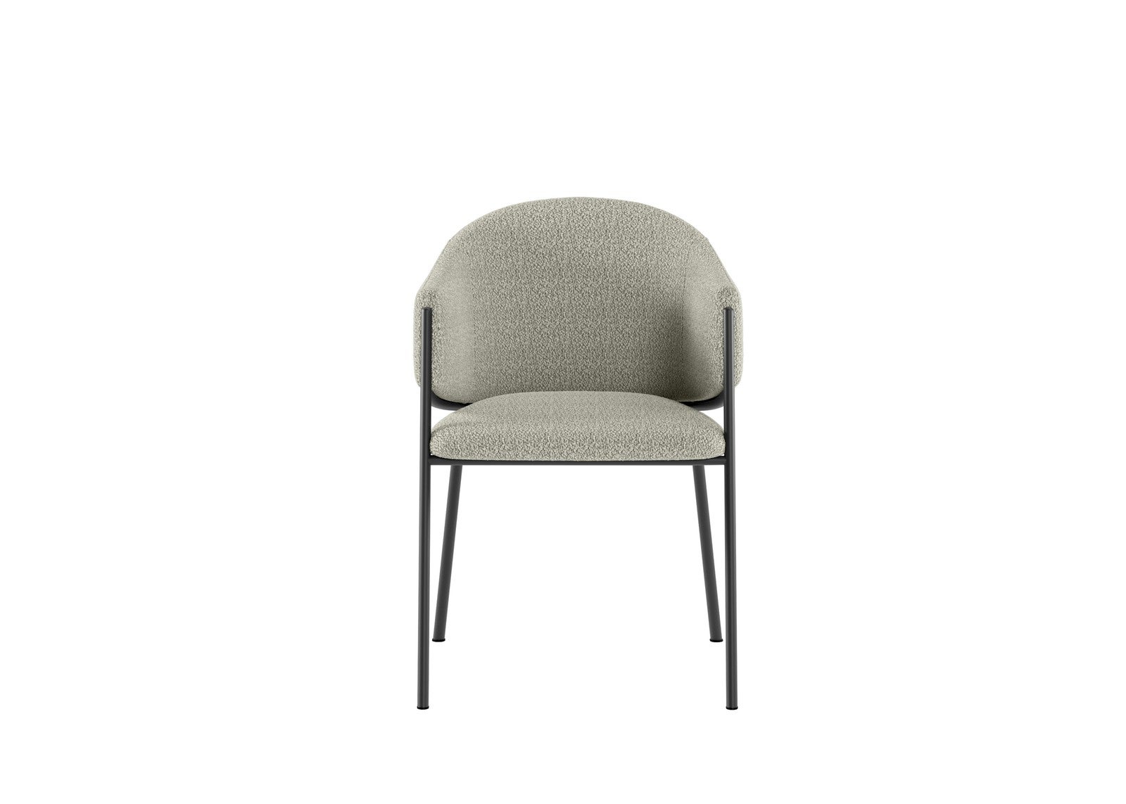 Krzesło Medea w jasnoszarej tkaninie bouclé z antracytową metalową ramą, nowoczesne krzesło o eleganckim designie - Medea