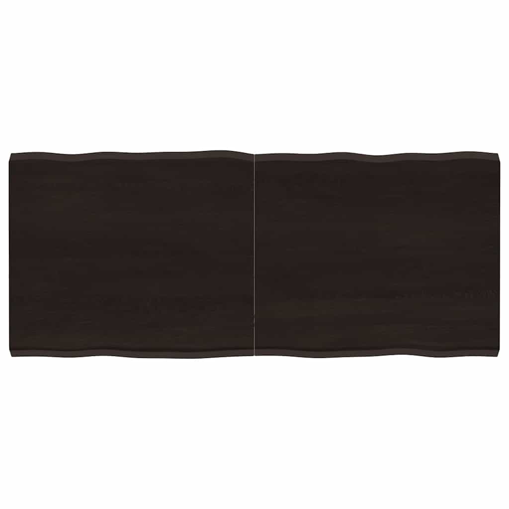 Blat Drewniany Dębowy Lity do Stołu 140x60 cm Grubość 2-4 cm Ciemnobrązowy