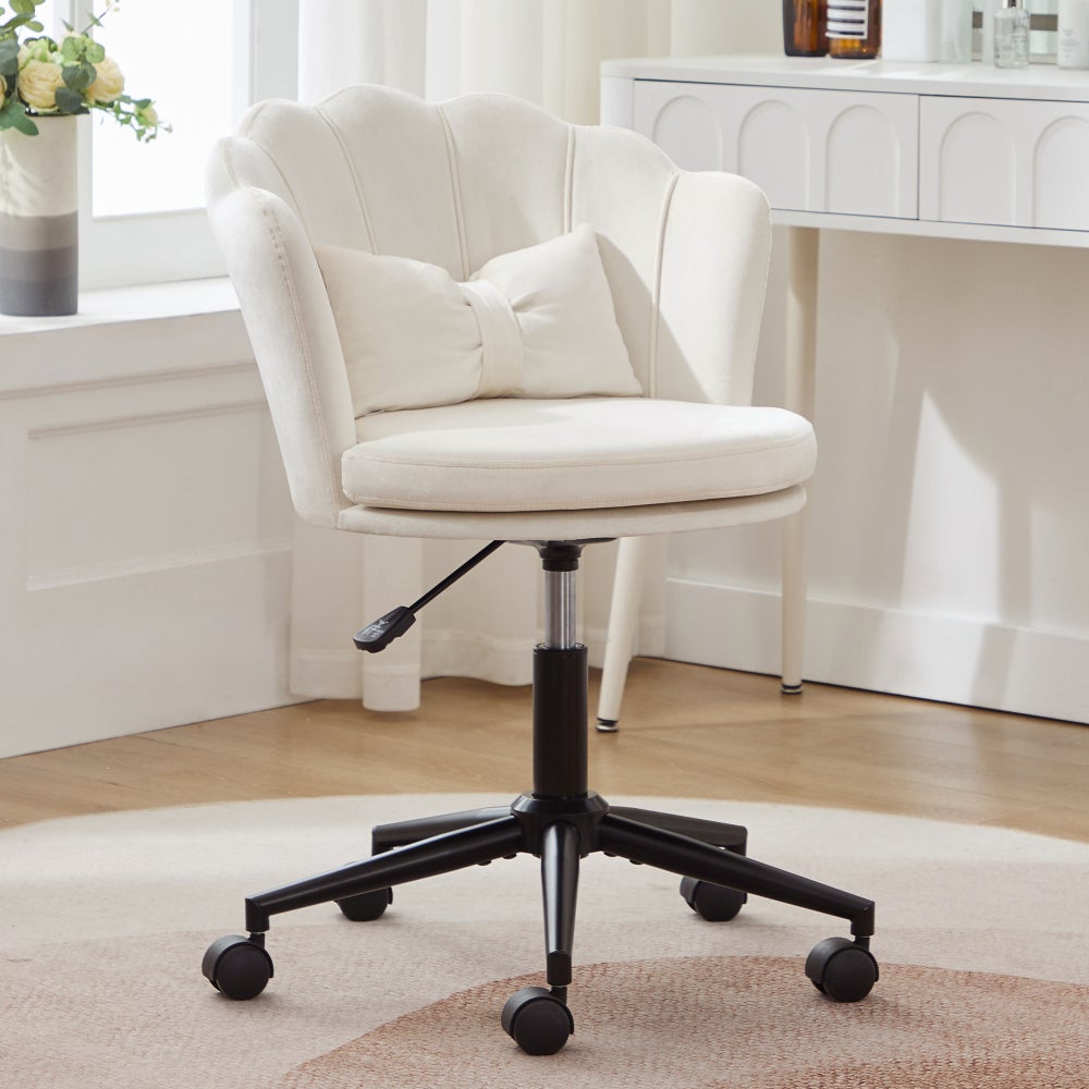 Ergonomiczny fotel biurowy z regulowanym aksamitem, oparcie w kształcie płatków, poduszka w kształcie motyla, obrotowy fotel 360°