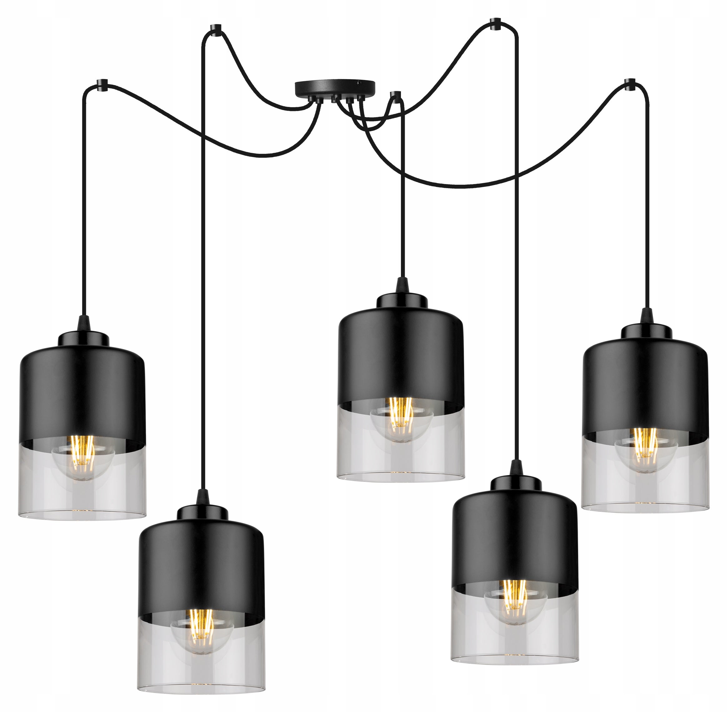 Lampa sufitowa wisząca Light Home LH Roma Spider Pająk Klosz szklany 5x E27 60W czarny