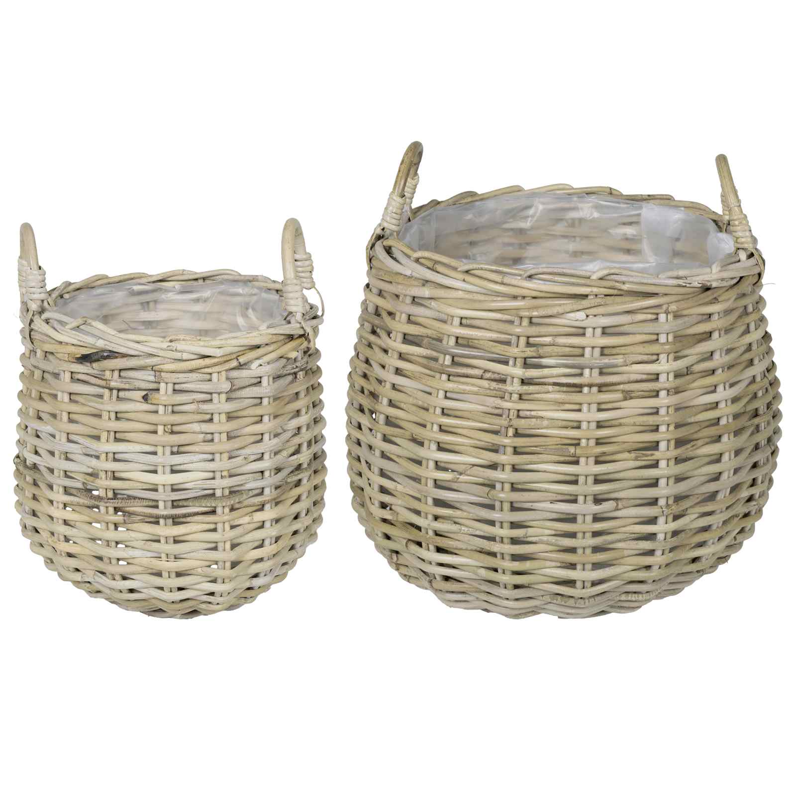 2x Kosz na Rośliny Rattanowy Szary do Ogrodu