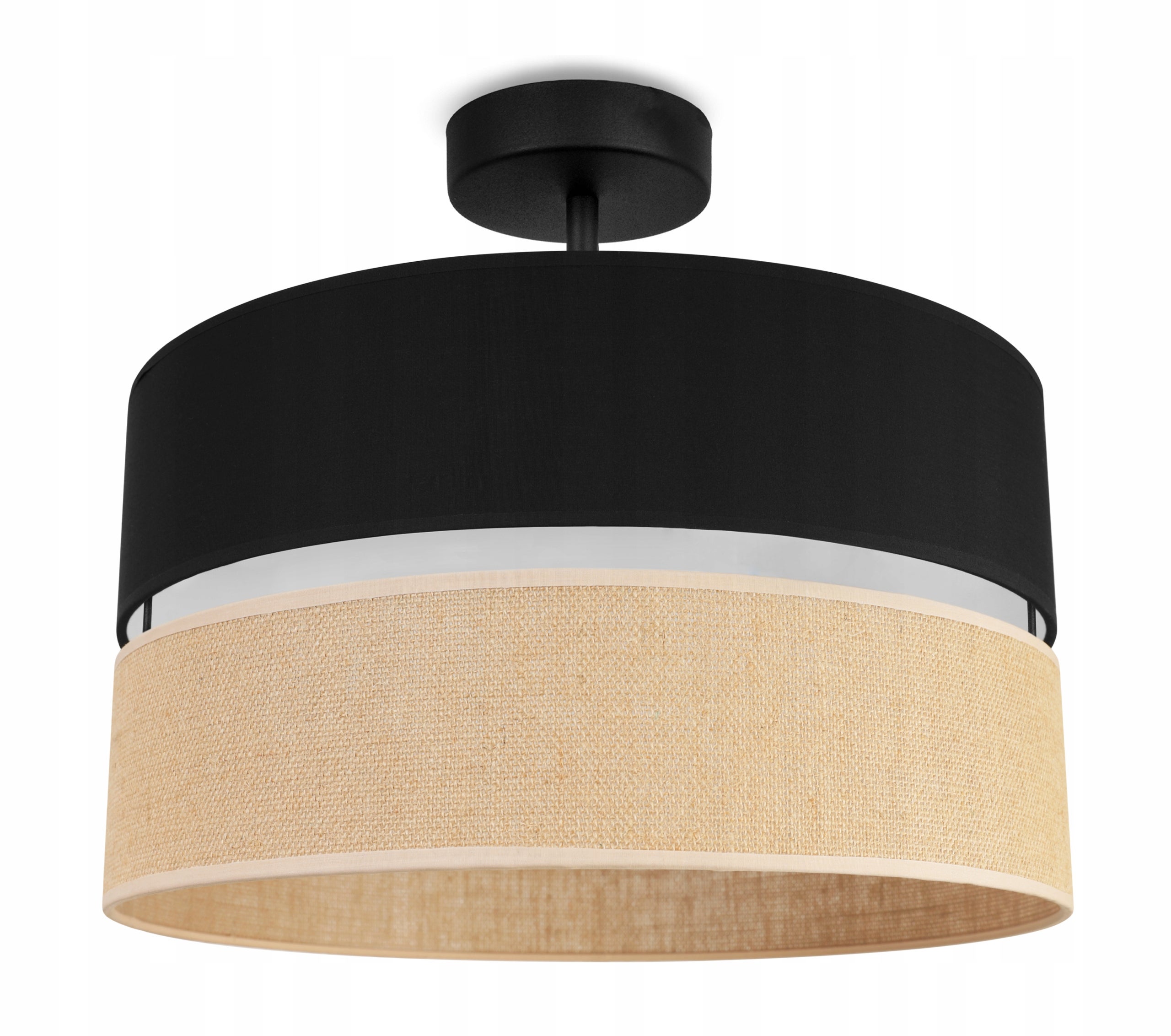 Lampa sufitowa plafon Light Home LH Juta 1x E27 60W abażur 40cm tkanina czarny
