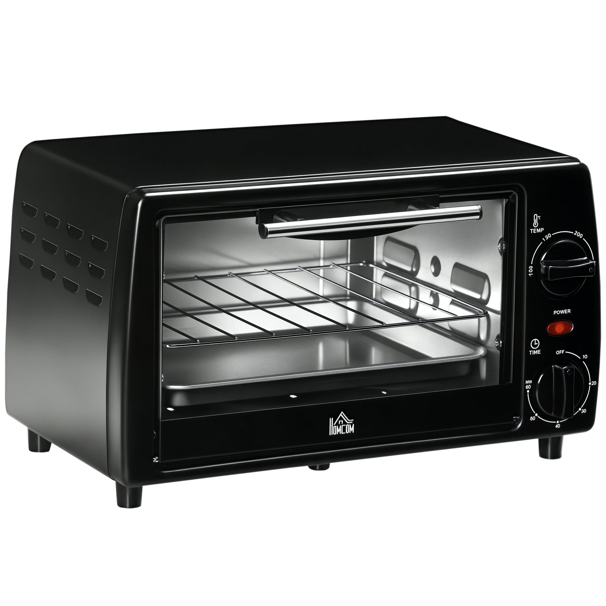 Piekarnik elektryczny 10L 750W, mały piekarnik elektryczny, temperatura 230°C i timer, 36,5 x 26 x 22 cm, czarny
