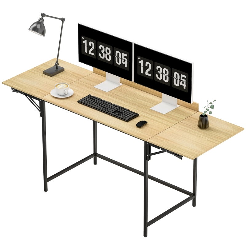Biurko 170 x 58 x 78 cm, z miejscem do przechowywania, z regulowanymi półkami, drewno, do biura domowego