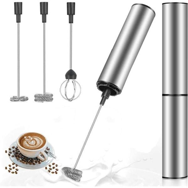 Elektryczny spieniacz do mleka, spieniacz do mleka ładowany przez USB i mini trzepaczka z podwójną trzepaczką, trzepaczka do kawy ze stali nierdzewnej