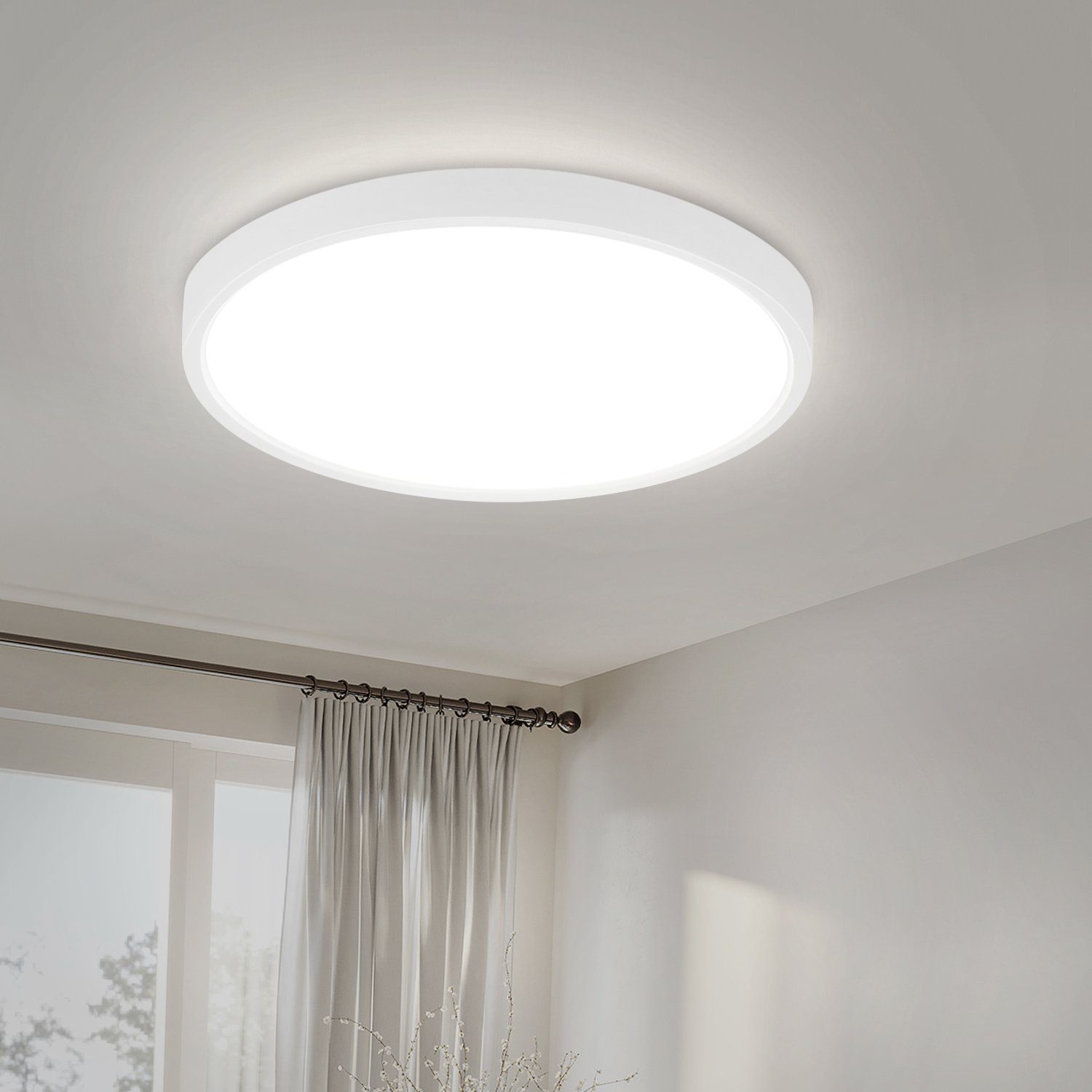 NETTLIFE Teto LED Cool White 15W, 22CM Okrągła lampa IP44, płaska biel, wodoodporna, lampa kuchenna do łazienki, korytarza, sypialni