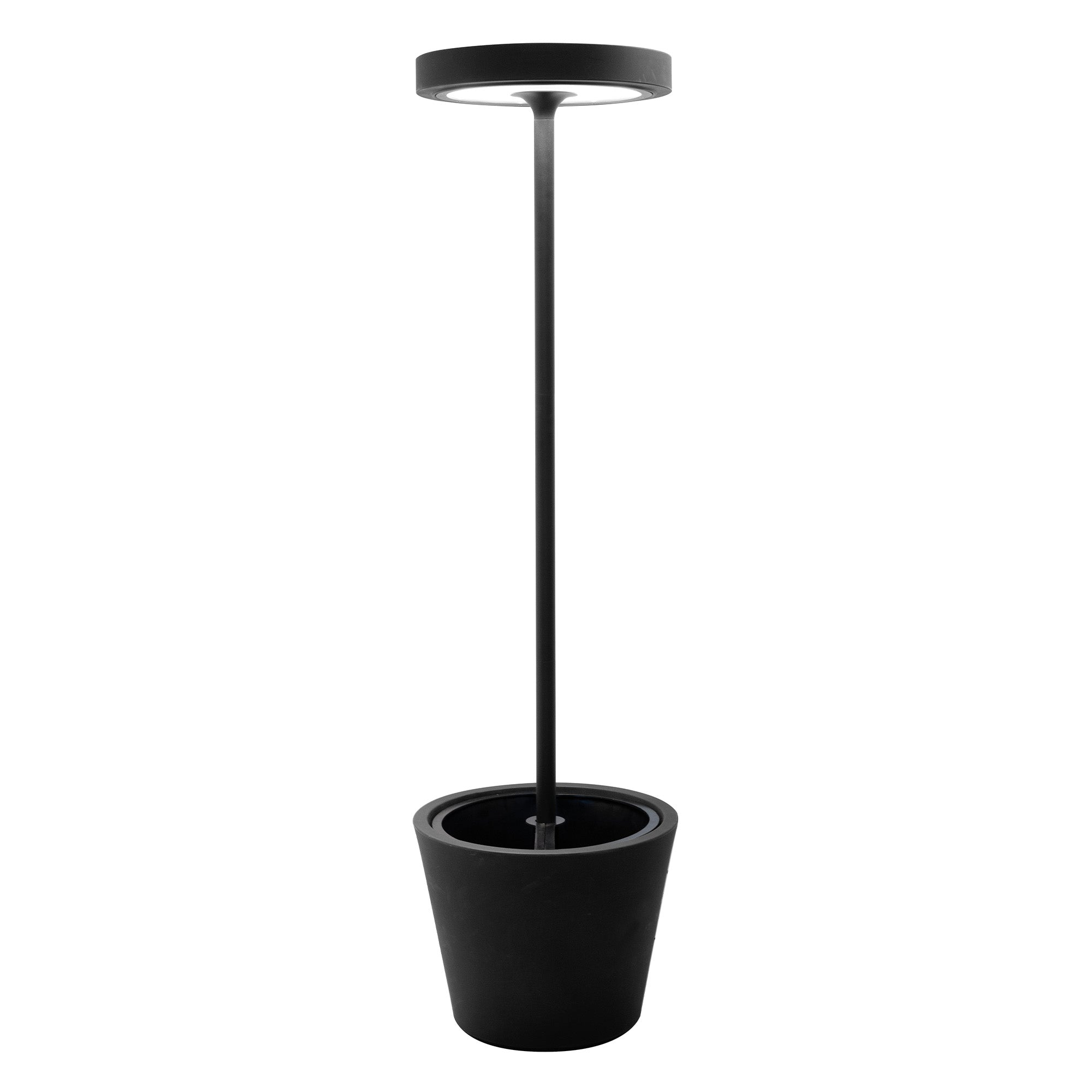 Poldina Reverso Solar L Black lampa podłogowa LED 11,7 W, solarna i ładowalna, do wnętrz i na zewnątrz, wys 156 cm