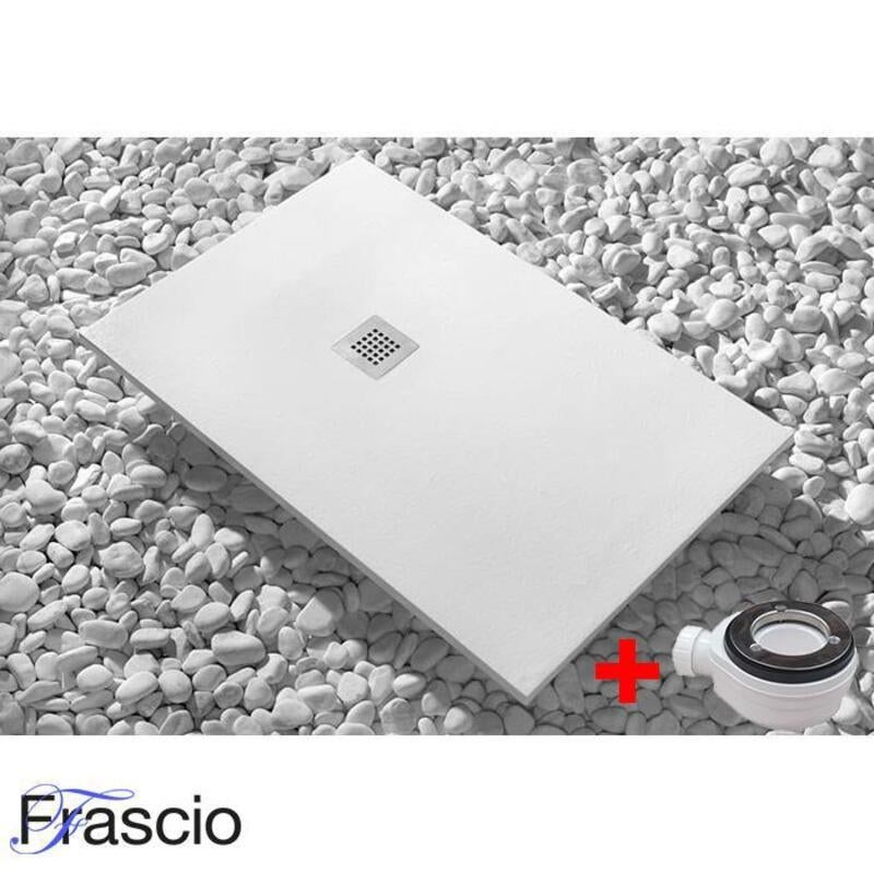 Brodzik Vulcano Line Slim White 80x160 cm z żywicy syntetycznej i proszku marmurowego z wolnym odpływem - FRASCIO
