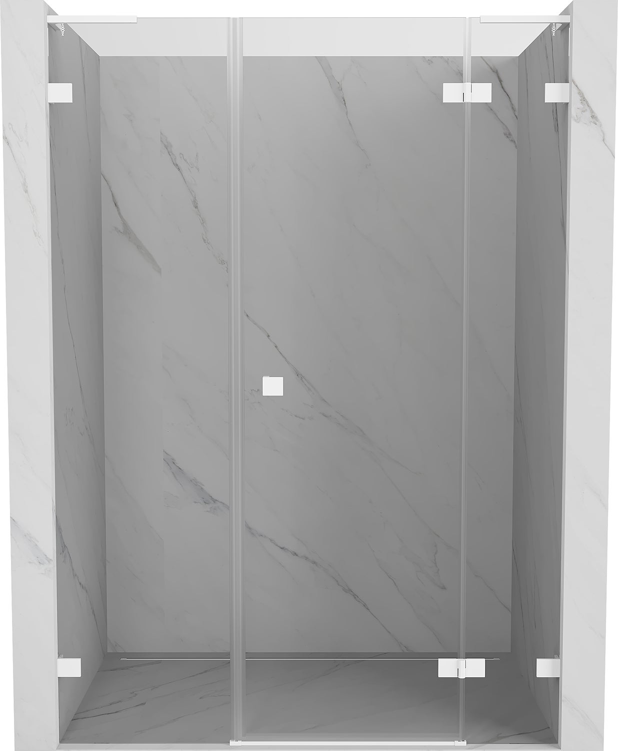 Mexen Lunar L drzwi prysznicowe uchylne prawe 145 cm, transparent, białe - 834SL-145-050-20-00-P