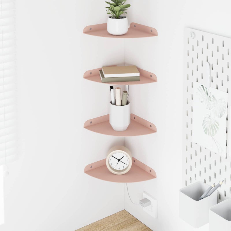 Półka wisząca z półką 4 pcs Różowy 18 x 18 x 2 cm vidaXL
