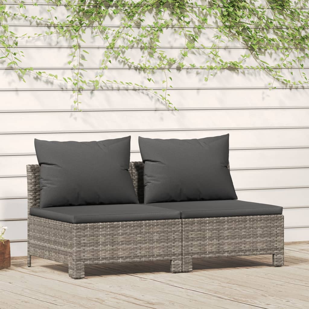 2-osobowa sofa ogrodowa z poduszkami, szara, polirattan